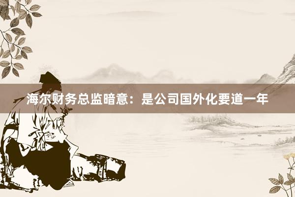海尔财务总监暗意：是公司国外化要道一年